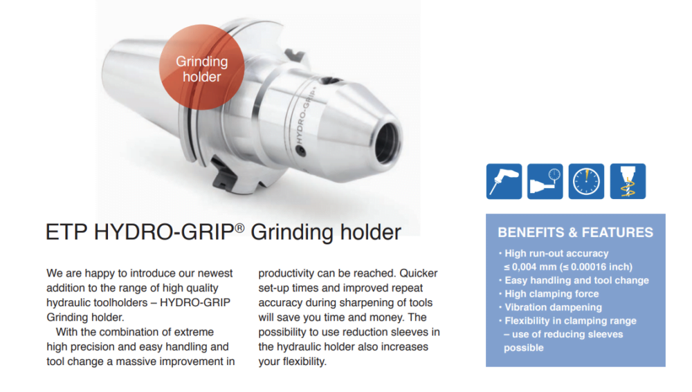 ETP Hydro-Grip Grinding Holder (SK50)