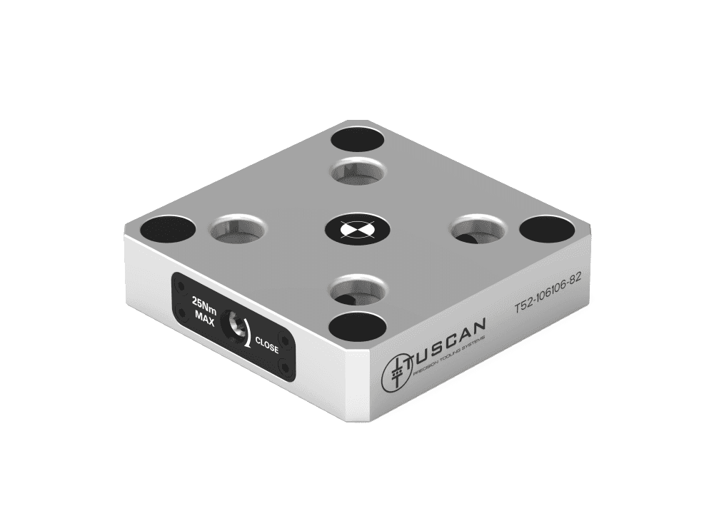 Tuscan 52 mm Steel Low‑Profile Zero‑Point Base | 4 x M10 at 90° on 82mm PCD | High Clamping Force