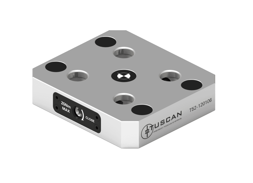 Tuscan 52 mm Steel Low‑Profile Zero‑Point Base | 4 x M10 at 60° on ⌀112mm PCD | High Clamping Force