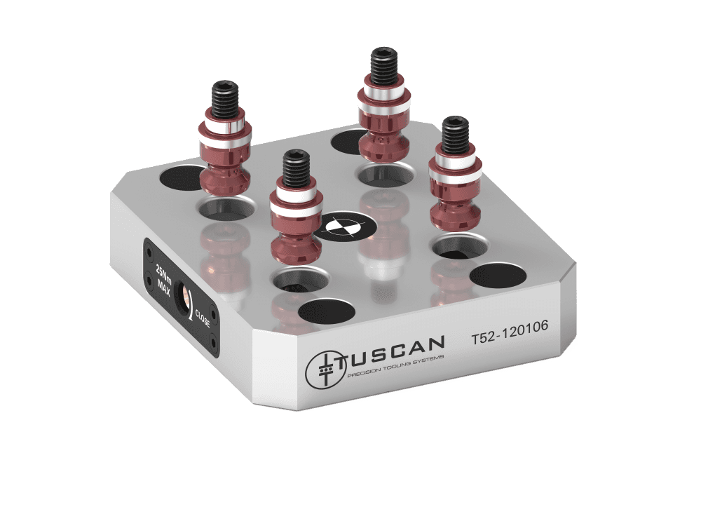 Tuscan 52 mm Steel Low‑Profile Zero‑Point Base | 4 x M10 at 60° on ⌀112mm PCD | High Clamping Force