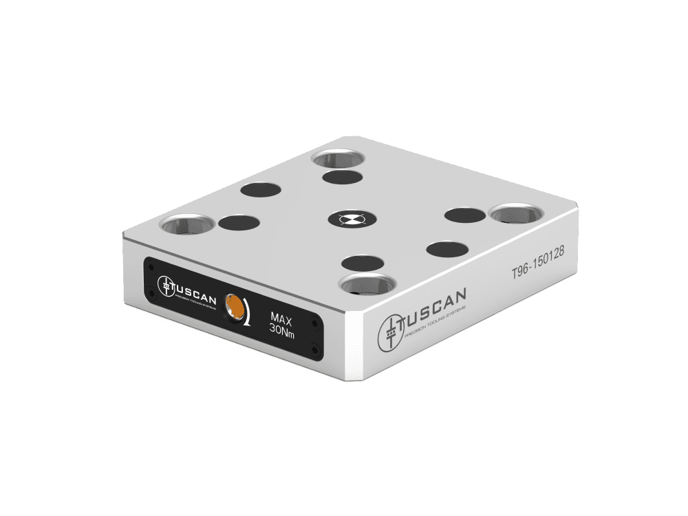 Tuscan 96 mm Steel Low‑Profile Zero‑Point Base | 4 x M10 at 90° on 66mm PCD, 2 x M10 at 180° on 100mm PCD | High Clamping Force