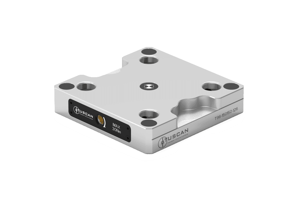 Tuscan 96 mm Steel Low‑Profile Zero‑Point Base | 4 x M10 at 90° on 126mm PCD | High Clamping Force