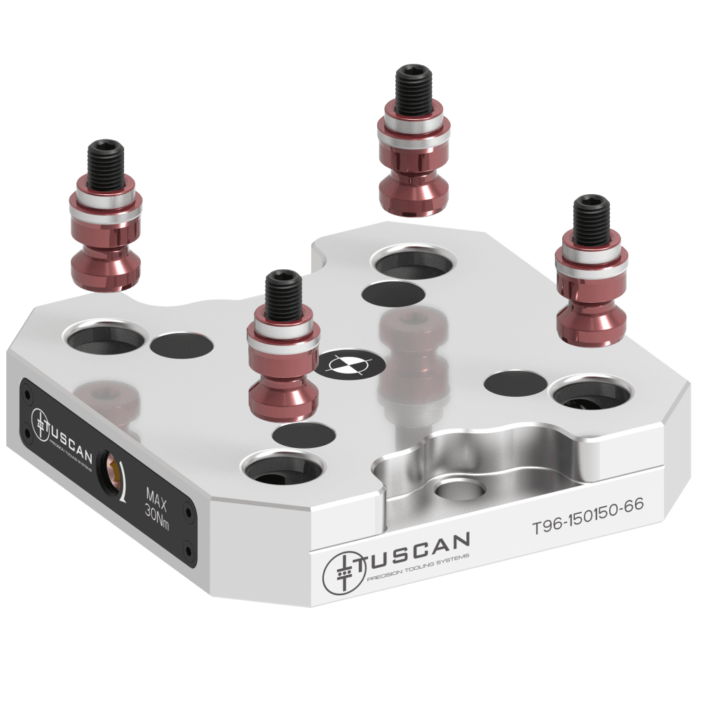 Tuscan T96-150150-66 96mm Low Profile Base, Steel (Mounting: 4 x M10 at 90° on 66mm PCD, 2 x M12 at 180° on 120mm PCD)