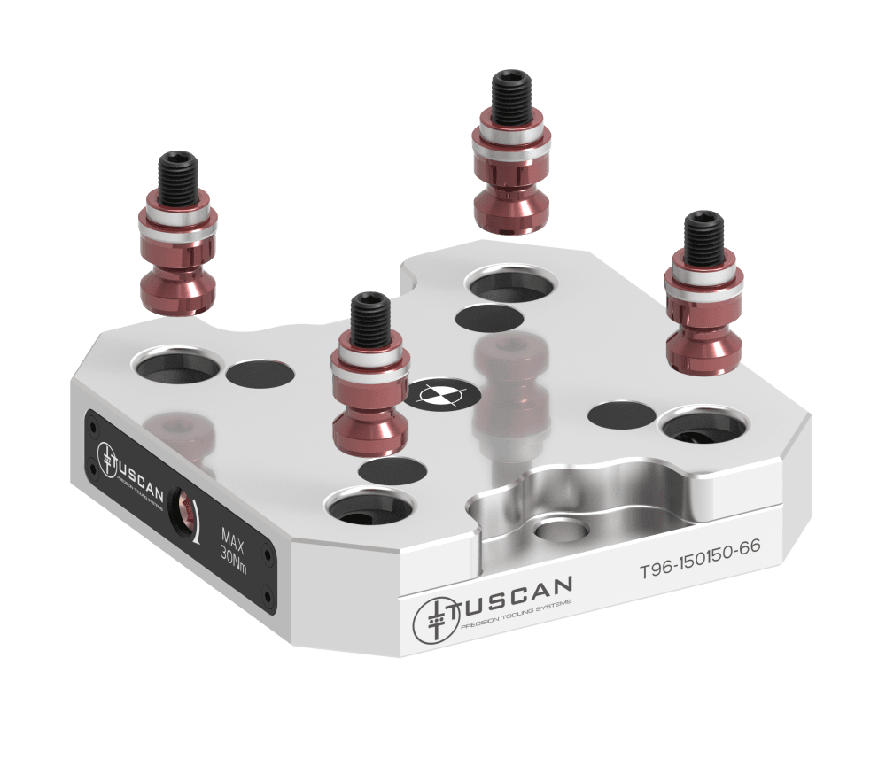 Tuscan 96 mm Steel Low‑Profile Zero‑Point Base | 4 x M10 at 90° on 66mm PCD, 2 x M12 at 180° on 120mm PCD | High Clamping Force