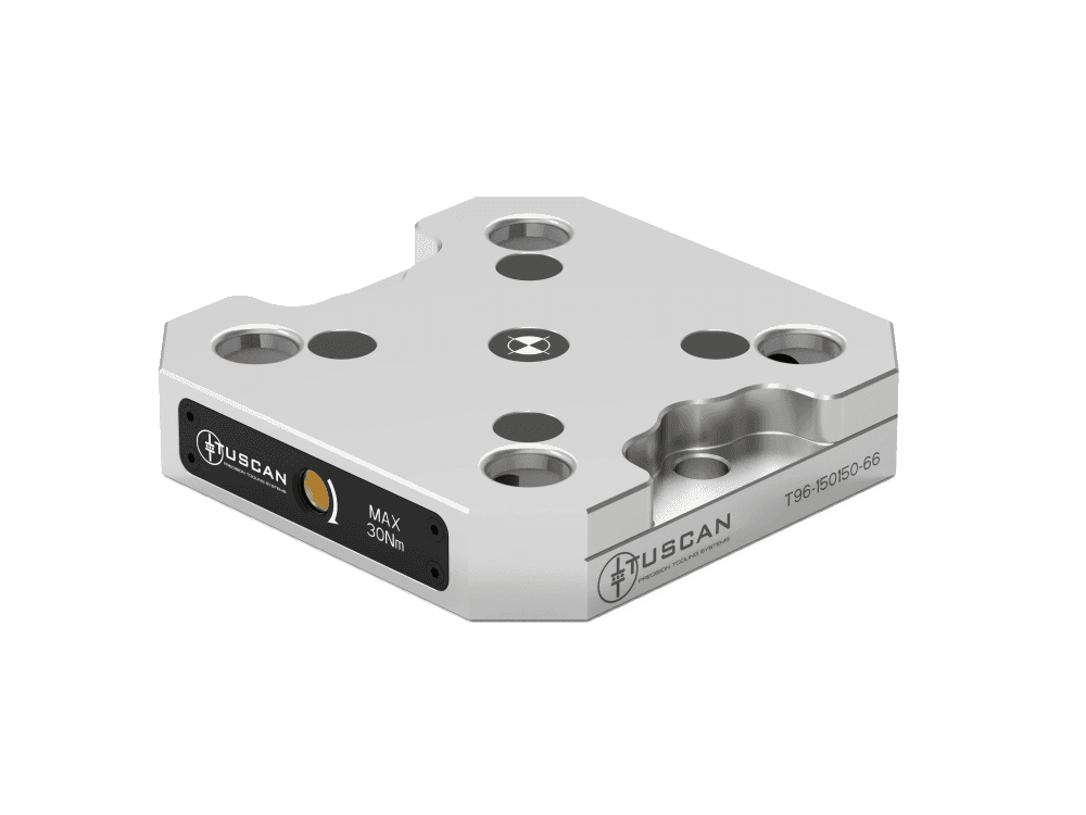 Tuscan 96 mm Steel Low‑Profile Zero‑Point Base | 4 x M10 at 90° on 66mm PCD, 2 x M12 at 180° on 120mm PCD | High Clamping Force