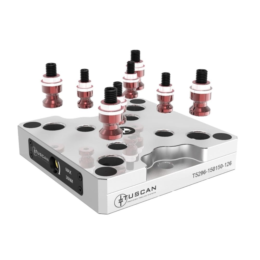 Tuscan 52 + 96 mm Steel Combi Low‑Profile Zero‑Point Base | 4 x M10 at 90° on 126mm PCD | High Clamping Force