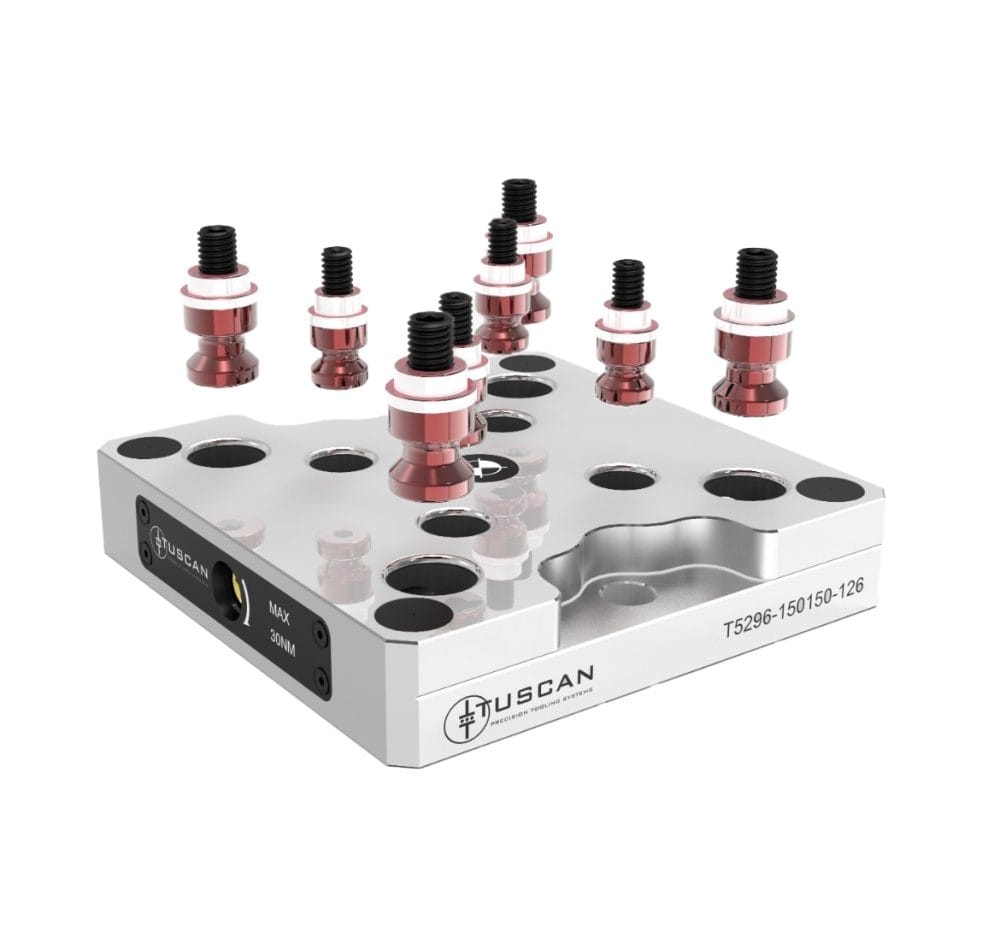 Tuscan 52 + 96 mm Steel Combi Low‑Profile Zero‑Point Base | 4 x M10 at 90° on 126mm PCD | High Clamping Force